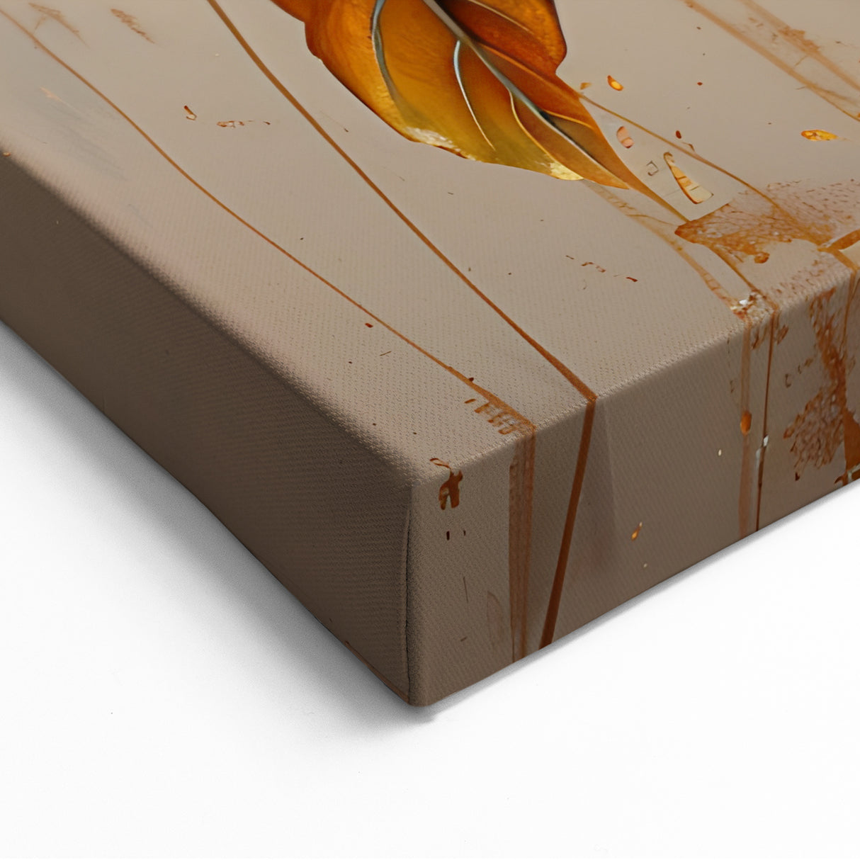 Abstract Floral Art - Modern White Flower on Gold Canvas