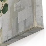 Contemporary Flower Prints - Green Leaves in Glass Vase on Gray