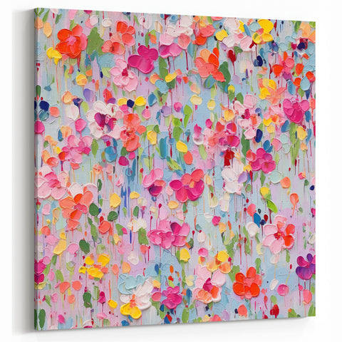 Colorful Abstract Florals - Vibrant Garden of Blossoms on Canvas