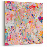 Floral Wall Art - Soft Pastel Garden Blooms in Abstract Style