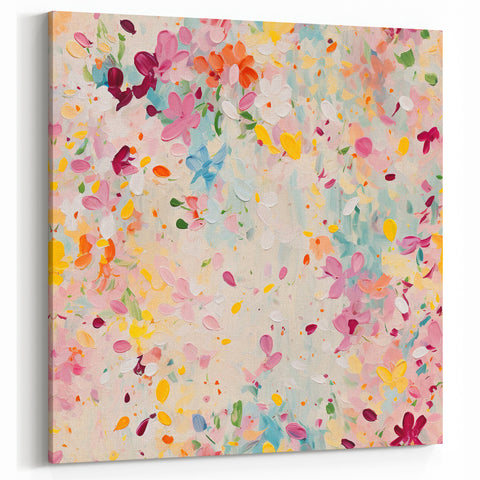 Contemporary Flower Prints - Soft Petal Garden in Pastel Hues