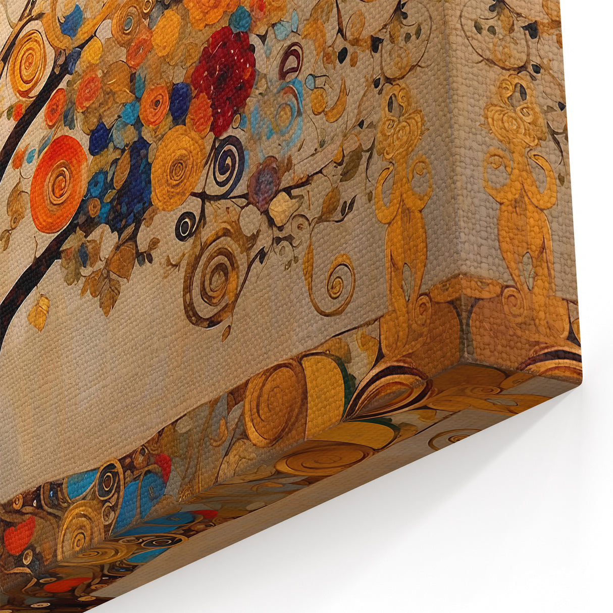 Floral Abstract Canvas Art - Colorful Tree of Life with Swirling Blooms