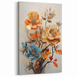 Abstract Botanical Prints - Elegant Autumn Florals in Orange and Blue