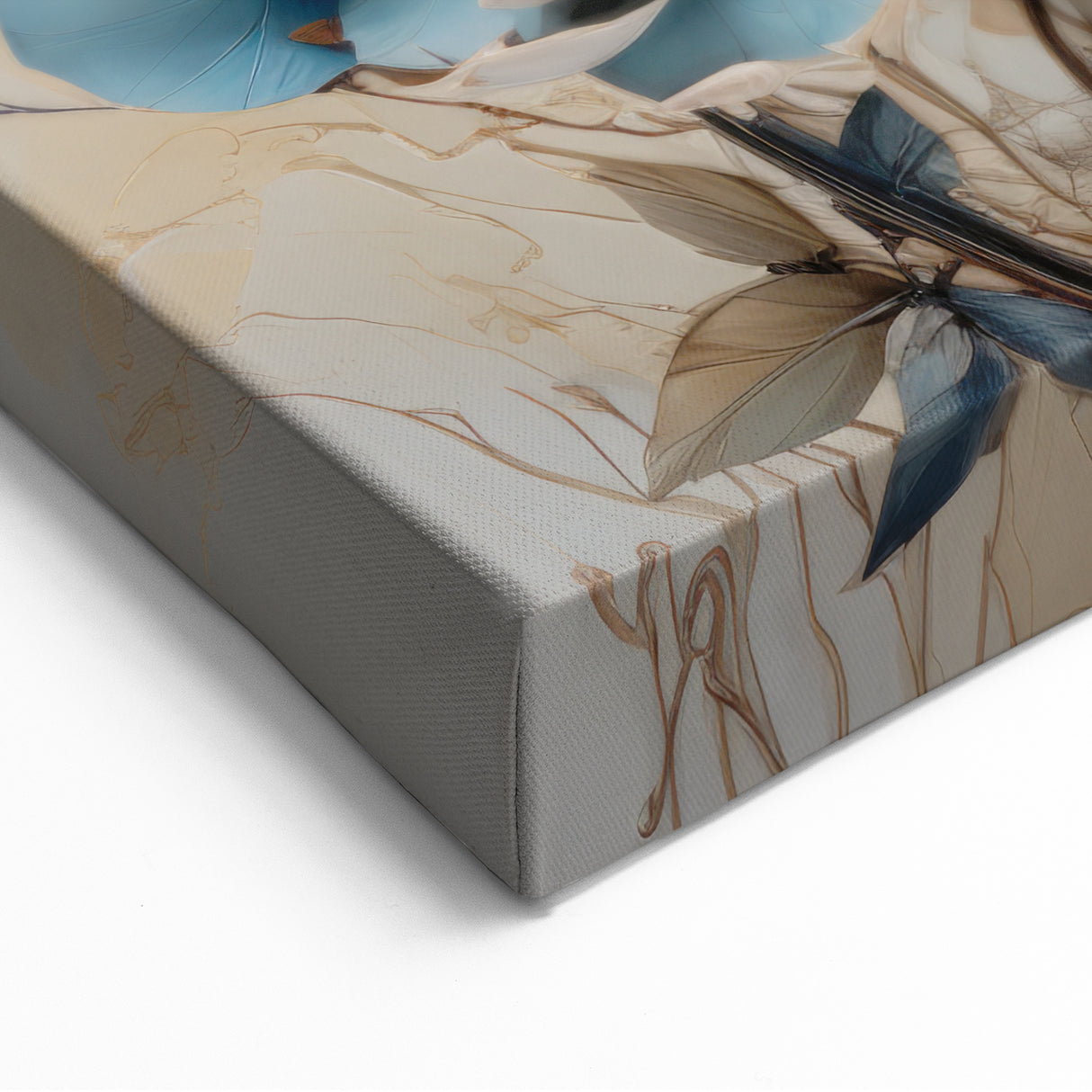 Abstract Botanical Prints - Elegant Autumn Florals in Orange and Blue