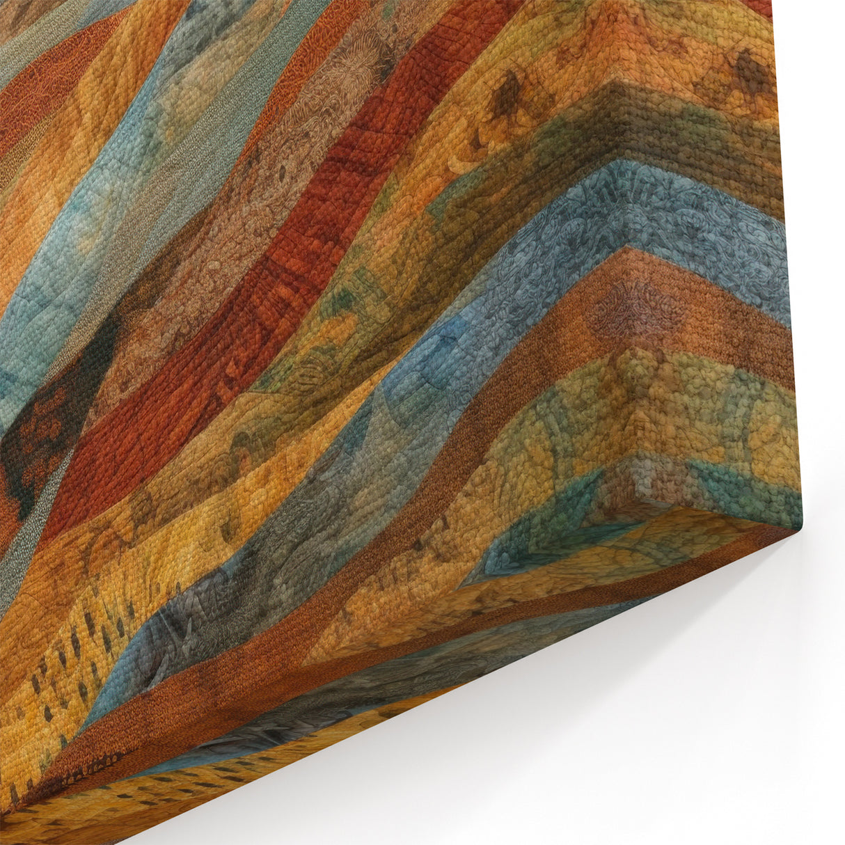 Quilted Autumn Hills Wall Art - Warm Fall Landscape Decor for Home