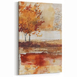 Autumn Leaves Fall Wall Art - Warm Beige and Red Seasonal Decor