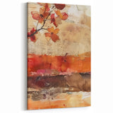Autumn Blossom Wall Art - Warm Red and Beige Fall Decor