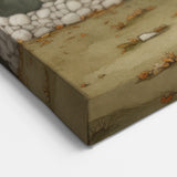 Cottage Fall Wall Art - Cozy Autumn Scene in Light Brown and Beige