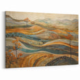Rolling Hills Fall Wall Art - Earthy Olive Green and Yellow Landscape
