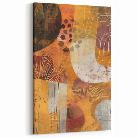 Abstract Autumn Wall Art - Bold Orange and Brown Fall Decor