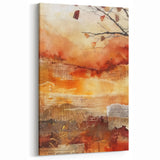 Sunset Fall Wall Art - Warm Orange and Red Abstract Autumn Decor