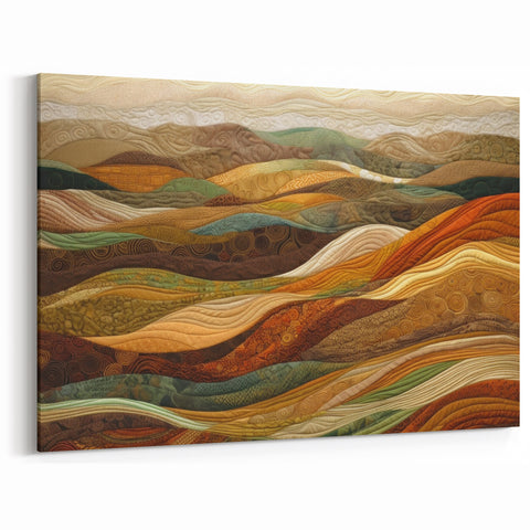 Earthy Hills Autumn Wall Art - Brown and Olive Green Landscape Decor