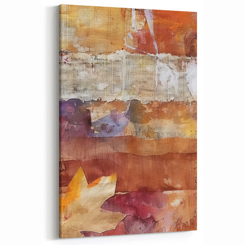 Rustic Autumn Leaf - Fall Wall Art Textured Vintage Seasonal Print