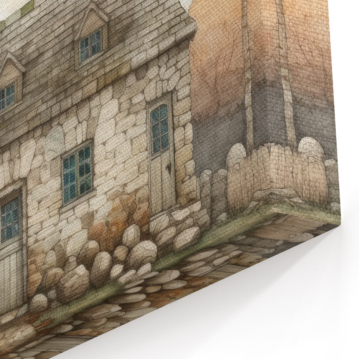 Cozy Stone Cottage - Fall Wall Art Rustic Autumn Seasonal Print