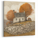 Rustic Autumn Cottage - Fall Wall Art Cozy Countryside Seasonal Print