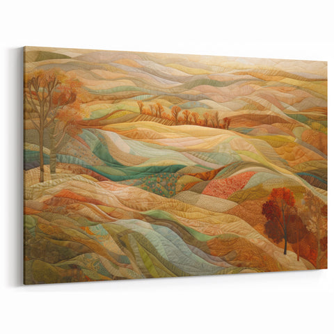 Fall Wall Art Cozy Patchwork Hills - Autumn Decor for Seasonal Warmth