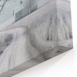 Serene Winter Path Snowy Landscape Print - Cottage and Trees Canvas