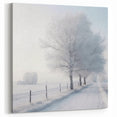 Frosty Winter Road Wall Art - Snowy Path with Frosted Trees Canvas