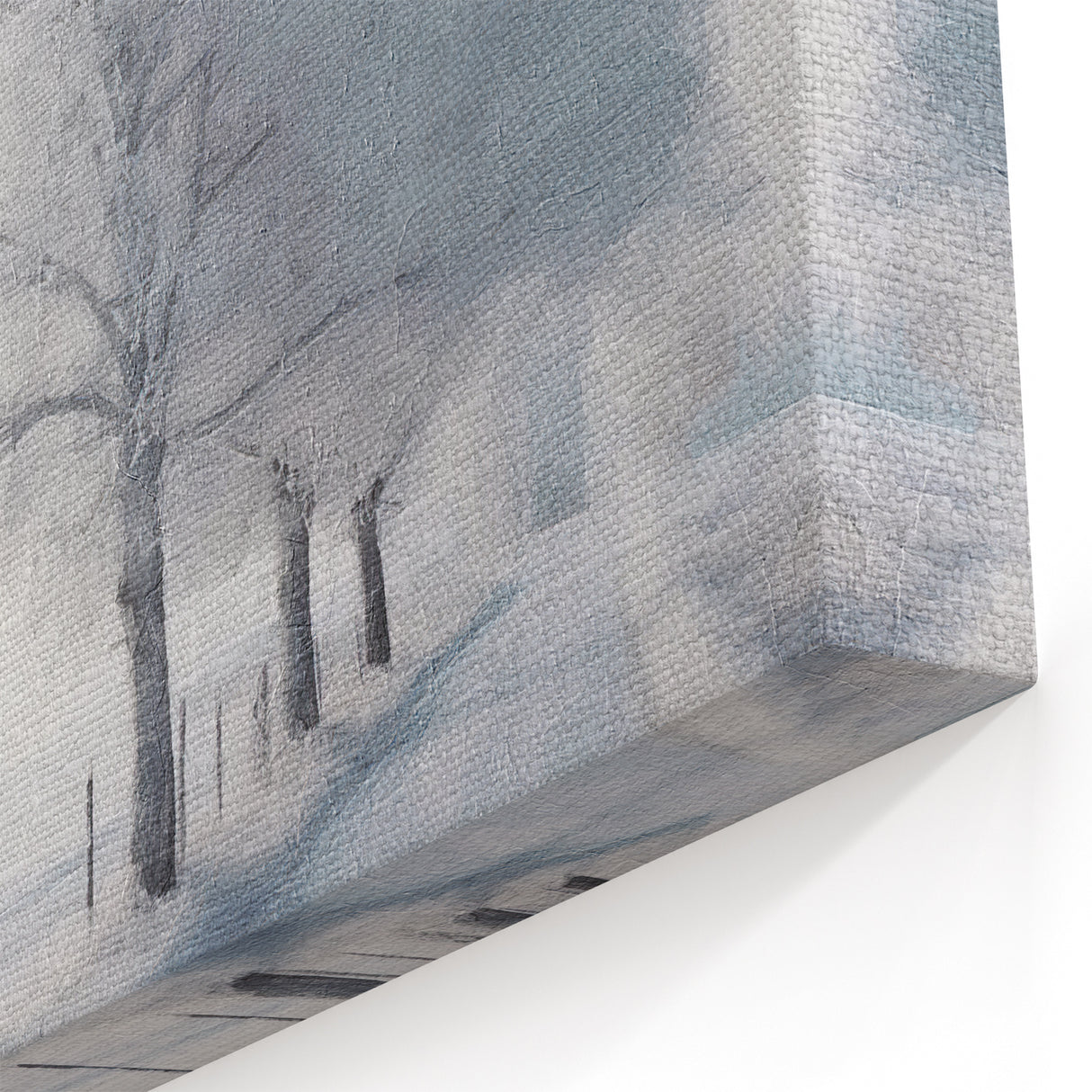 Frosty Winter Road Wall Art - Snowy Path with Frosted Trees Canvas