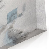 Serene Winter Road Wall Art - Snowy Path with Bare Tree Canvas