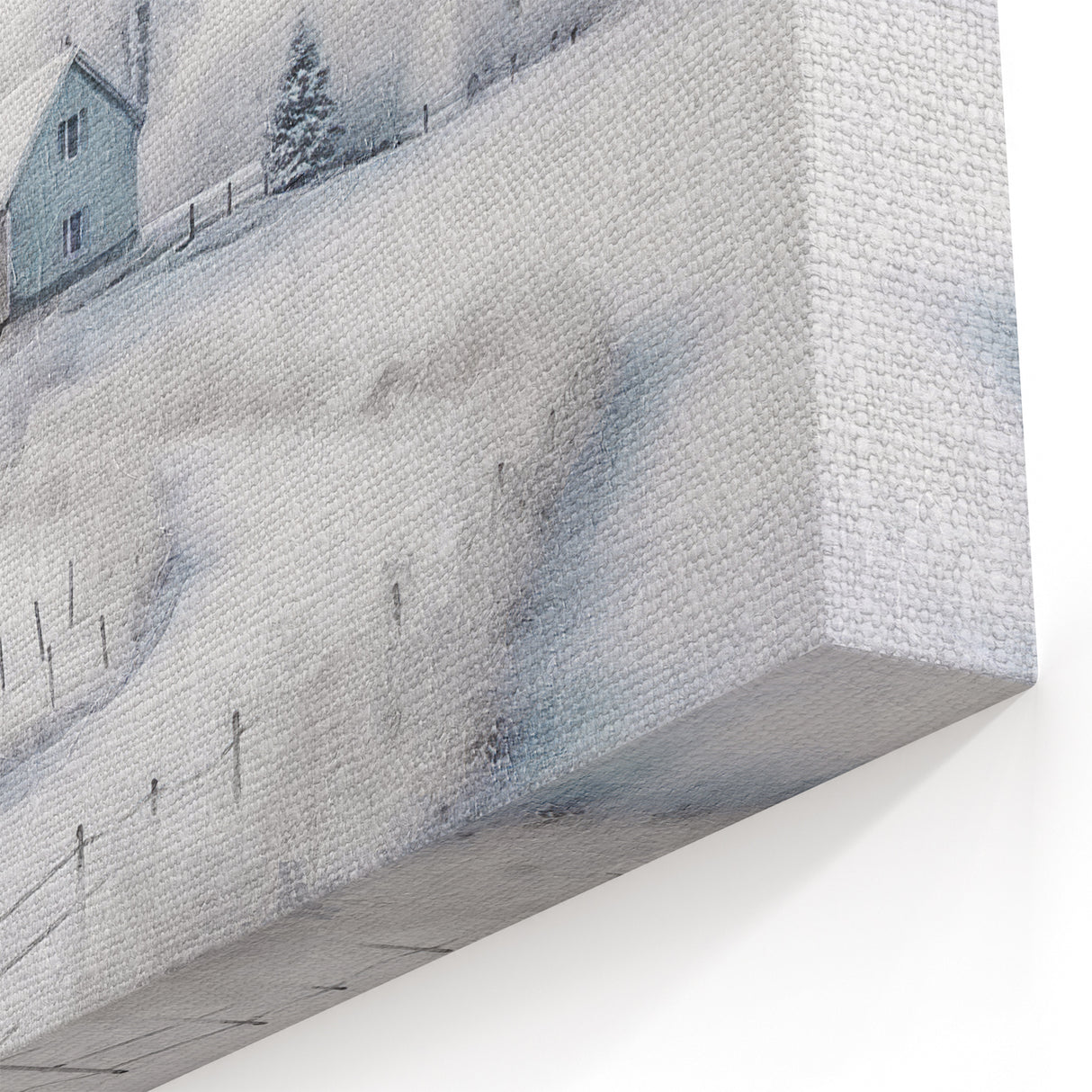 Winter Cottage Landscape Wall Art - Snowy Path and Frosted Trees Print