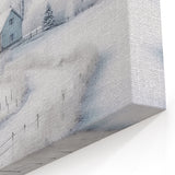 Winter Cottage Landscape Wall Art - Snowy Path and Frosted Trees Print