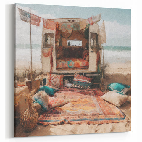 Beachside Bohemian Caravan Decor - Travel Trailer Wall Art