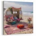 Pastel Beach Bohemian Caravan - Vintage Camper Van Wall Art