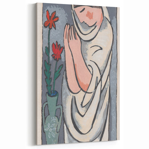 Modern Minimalist Wall Art - Woman with Flowers Abstract Print