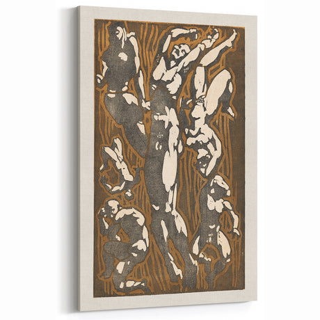 Abstract Modern Wall Art - Dynamic Nude Figures with Earthy Tones