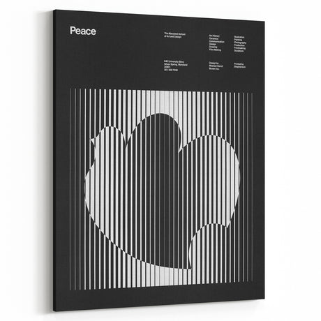 Vintage Minimalist Poster Wall Art - Black and White "Peace" Design