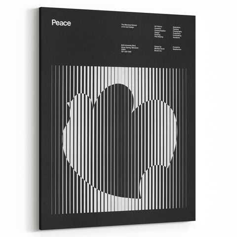 Vintage Minimalist Poster Wall Art - Black and White "Peace" Design
