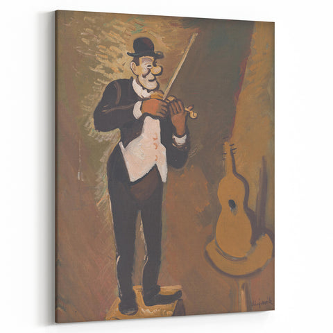 Vintage Performer Wall Art - Whimsical Clown Playing Violin in Warm Tones