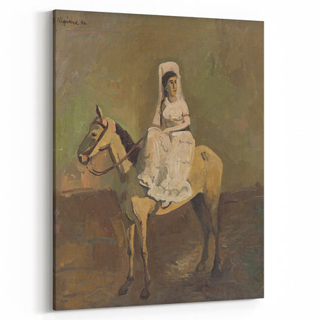 Vintage Equestrian Wall Art - Woman on Horseback in Earthy Tones