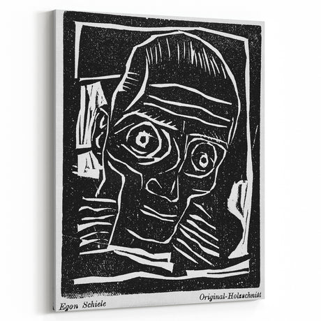 Vintage Expressionist Wall Art - Egon Schiele's Bold Woodcut Print