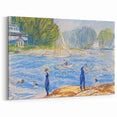 Modern Wall Art - Sunny Riverside Scene with Bathers | Serene Summer Decor