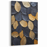 Black and Gold Leaf Art - Modern Textured Leaf Wall Decor Print