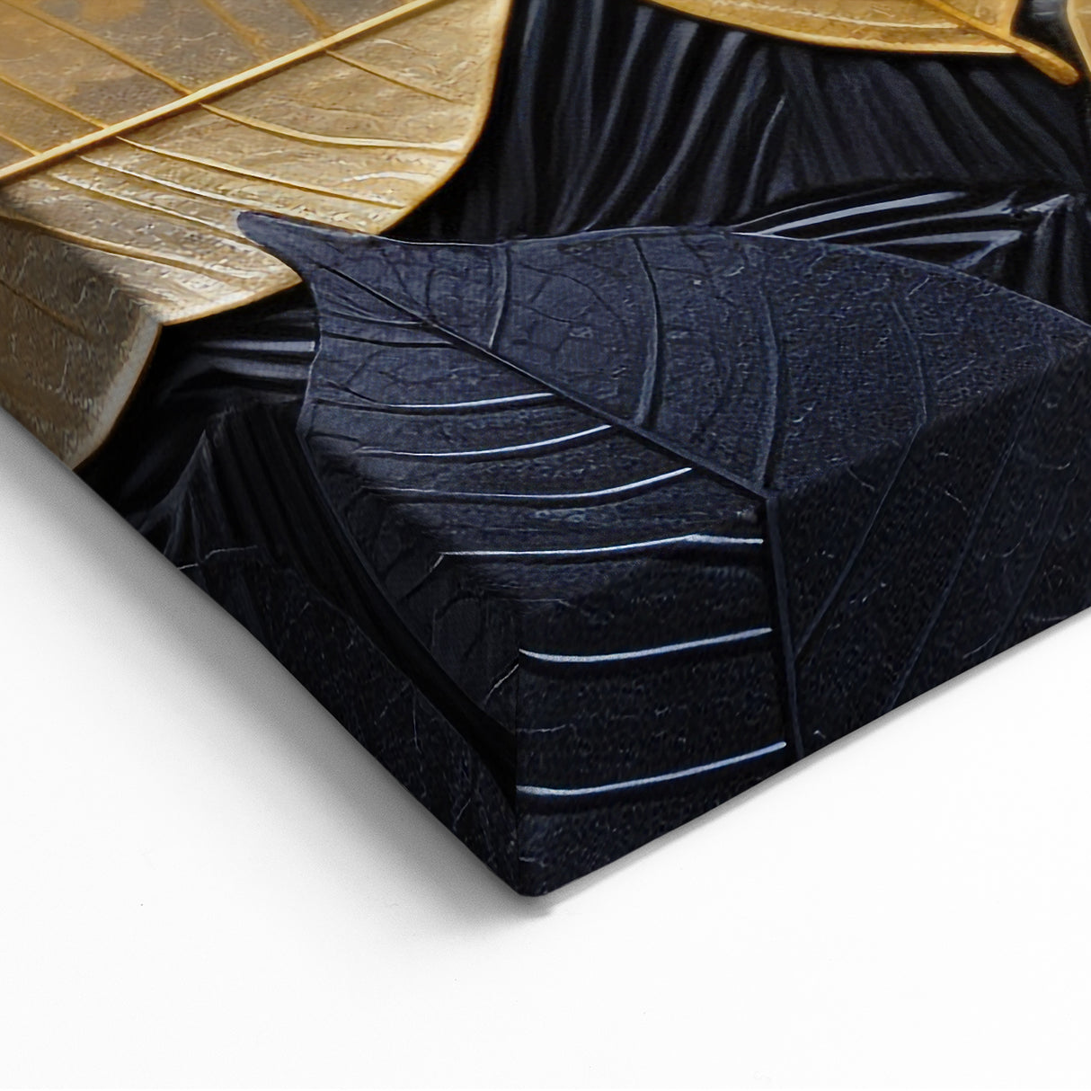 Black and Gold Leaf Art - Modern Textured Leaf Wall Decor Print