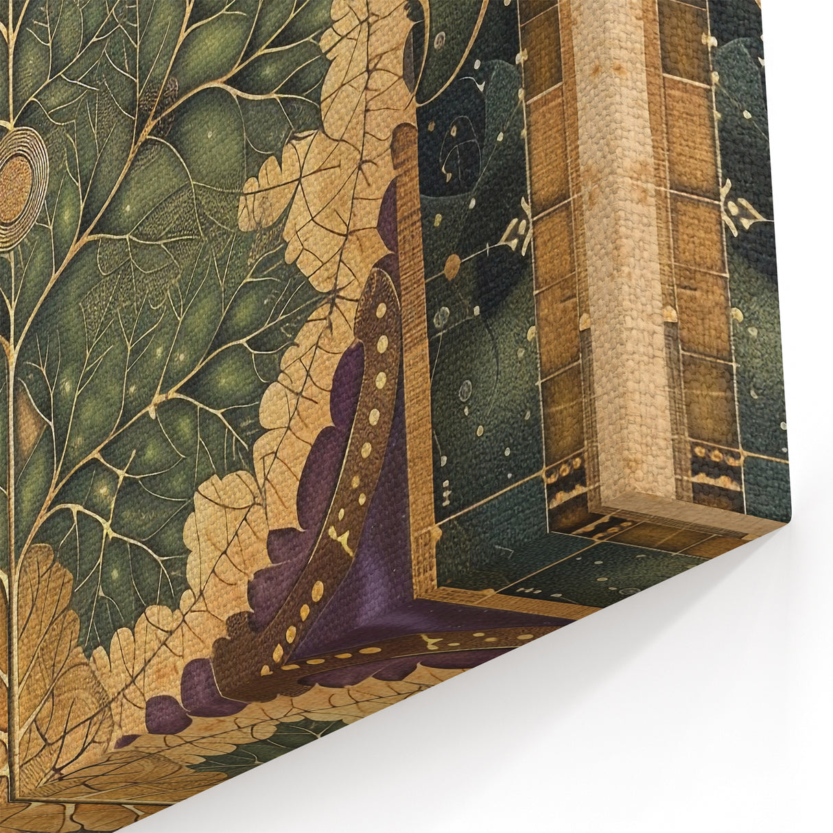 Botanical Leaf Art - Green and Gold Celestial Leaf Canvas Print