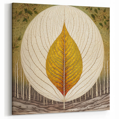 Golden Yellow Leaf Art Print - Nature-Inspired Botanical Wall Decor