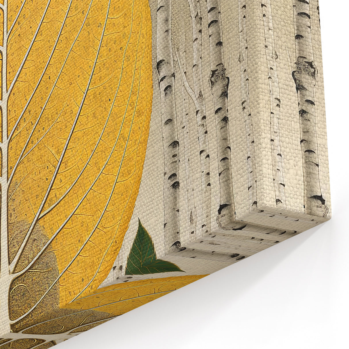 Golden Yellow Leaf Art - Birch Forest Botanical Leaf Photography Print