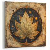 Mystical Maple Leaf Art - Celestial Night Botanical Wall Decor Print