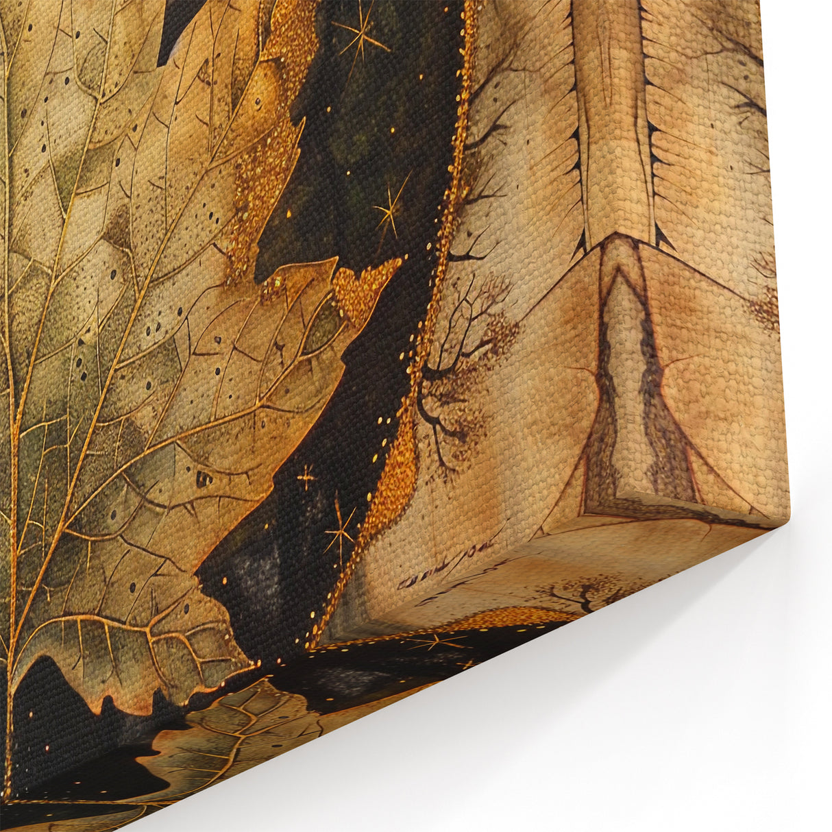 Mystical Maple Leaf Art - Celestial Night Botanical Wall Decor Print