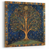 Leaf Wall Art - Golden Tree Night Sky Botanical Canvas Print