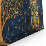 Leaf Wall Art - Golden Tree Night Sky Botanical Canvas Print