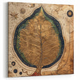 Leaf Canvas Prints - Mystical Golden Leaf Art with Celestial Details
