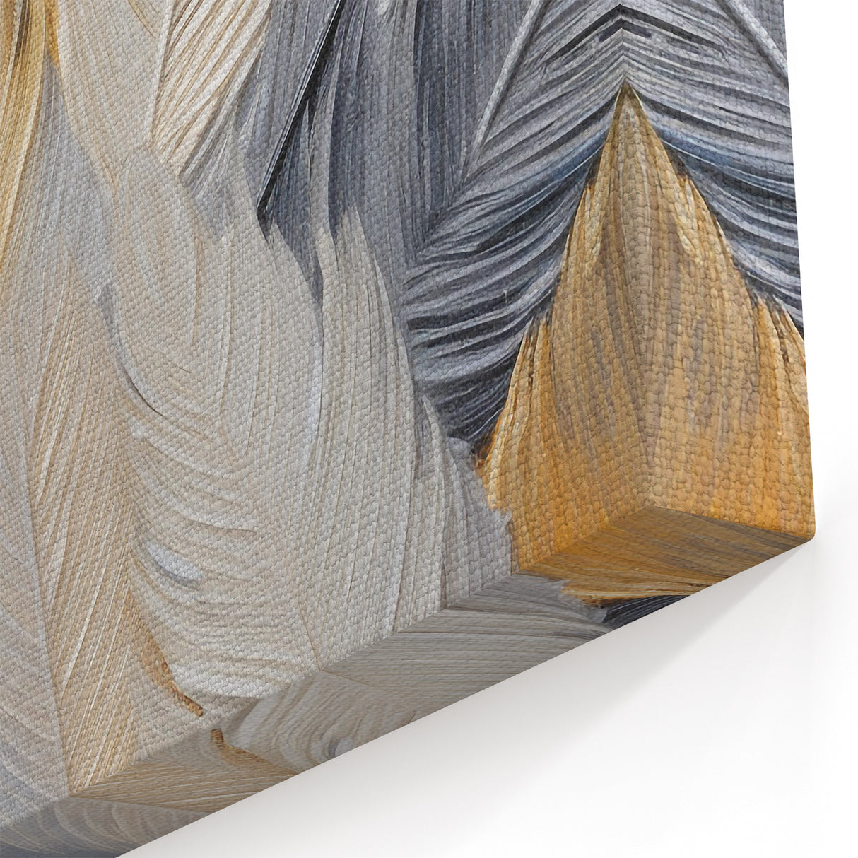 Elegant Feather Texture Wall Art – Soft Tones in Gold and Gray