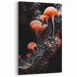 Botanical Closeup Art - Coral Orange Mushroom Macro Wall Decor