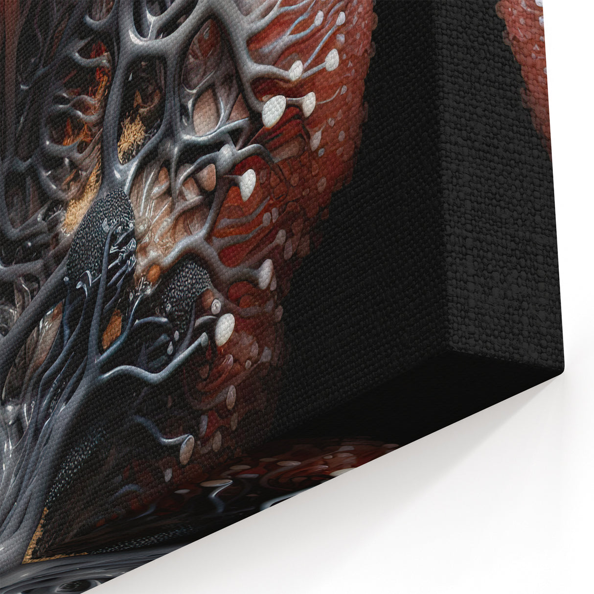 Botanical Closeup Art - Coral Orange Mushroom Macro Wall Decor