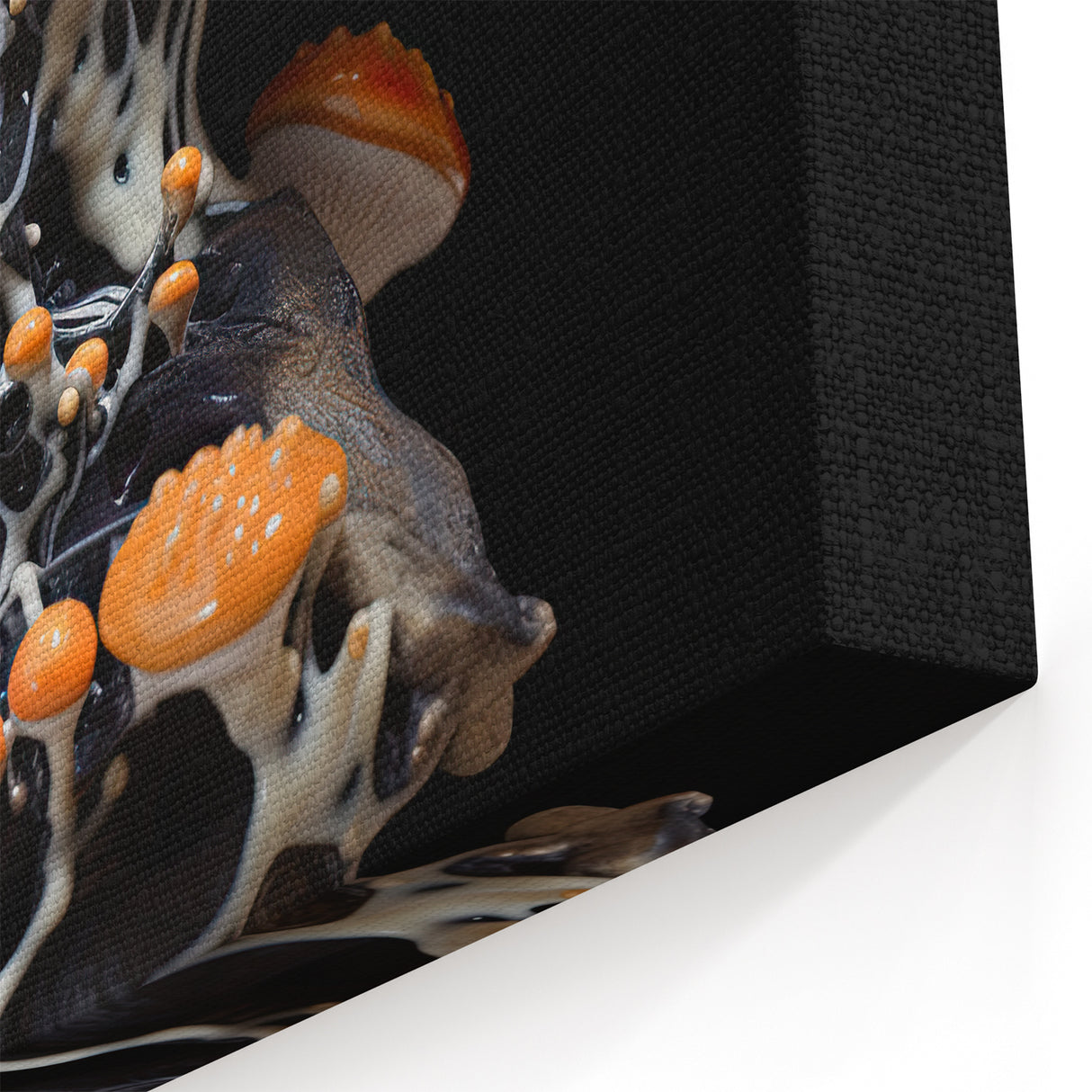 Insect Macro Photography Art - Cream and Orange Mushroom Wall Print